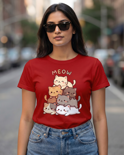 Meow Stacked Cats Unisex Classic Crew T-Shirt