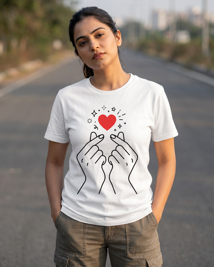Sparkling Finger Heart Unisex Classic Crew T-Shirt
