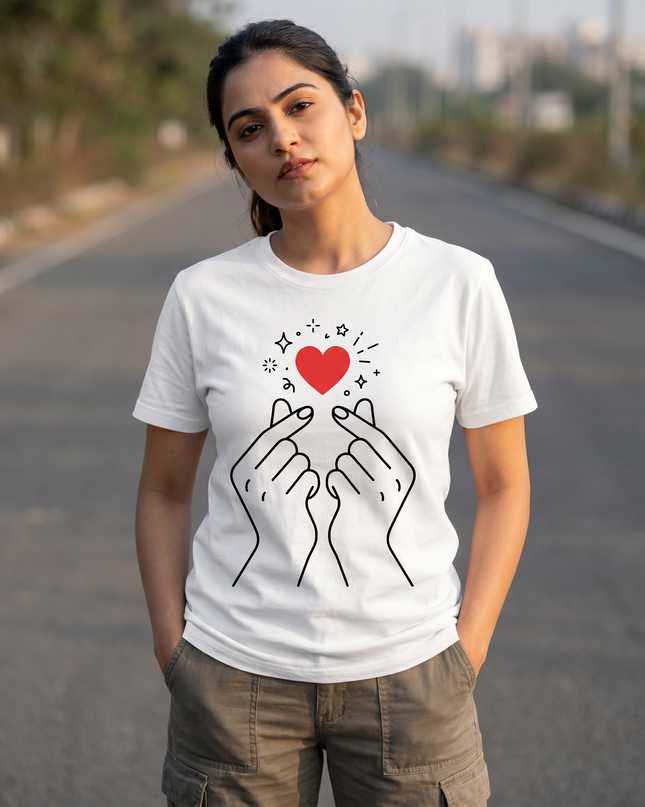 Sparkling Finger Heart Unisex Classic Crew T-Shirt