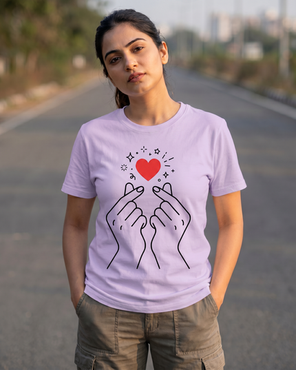Sparkling Finger Heart Unisex Classic Crew T-Shirt