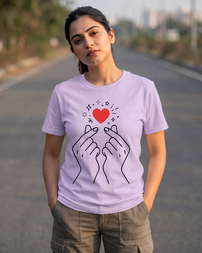 Sparkling Finger Heart Unisex Classic Crew T-Shirt