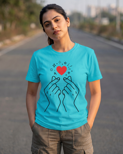 Sparkling Finger Heart Unisex Classic Crew T-Shirt
