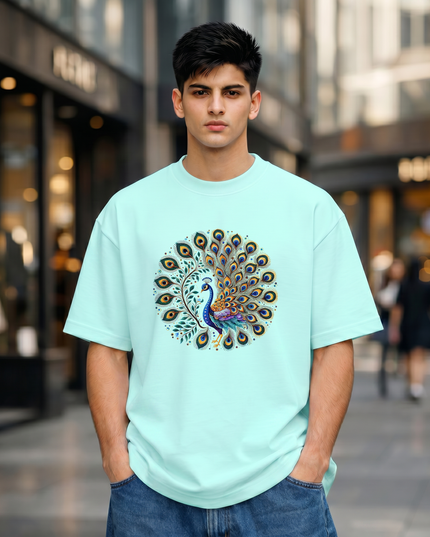 Peacock Mandala Men's Oversized Classic T-Shirt