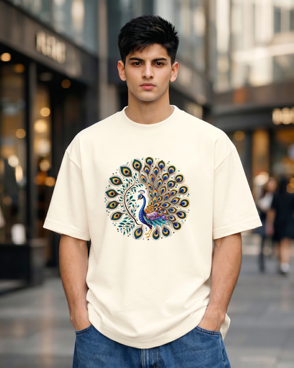Peacock Mandala Men's Oversized Classic T-Shirt