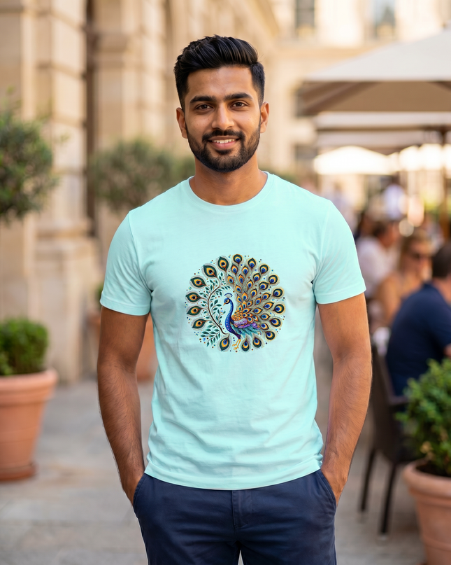 Peacock Mandala Classic Crew T-Shirt