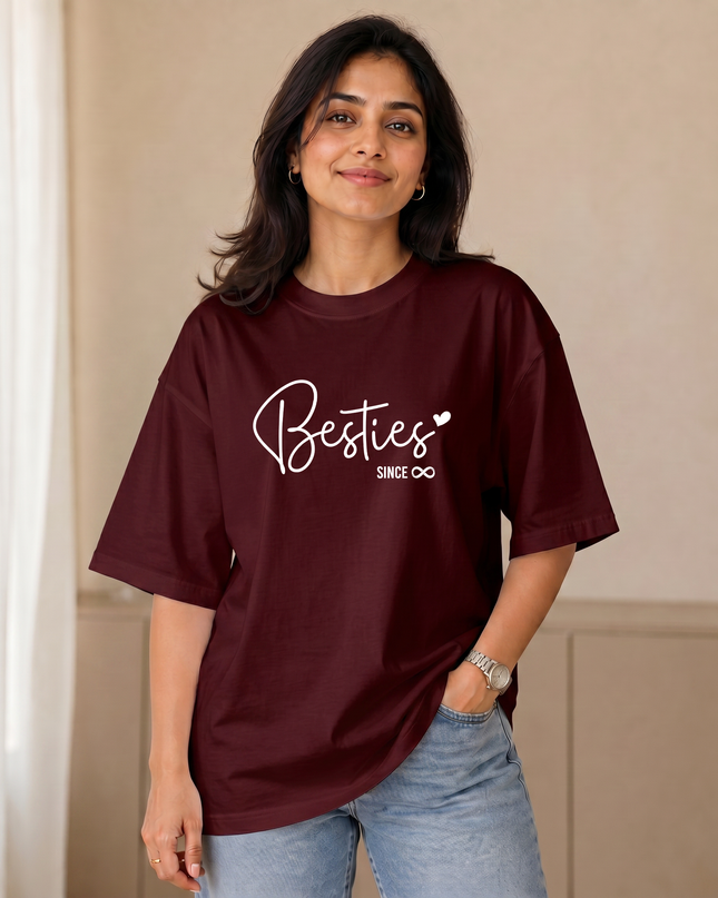 Besties Since Forever Minimal Graphic Oversized Women's Classic T-Shirt