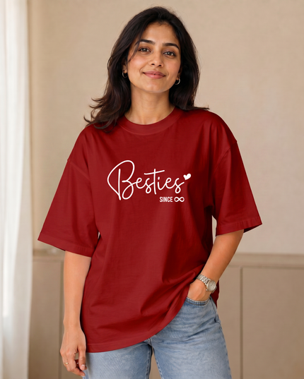 Besties Since Forever Minimal Graphic Oversized Women's Classic T-Shirt