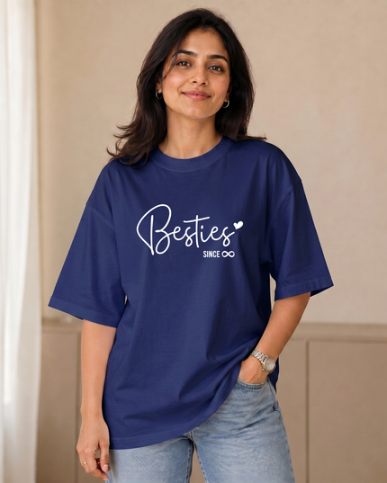 Besties Since Forever Minimal Graphic Oversized Women's Classic T-Shirt