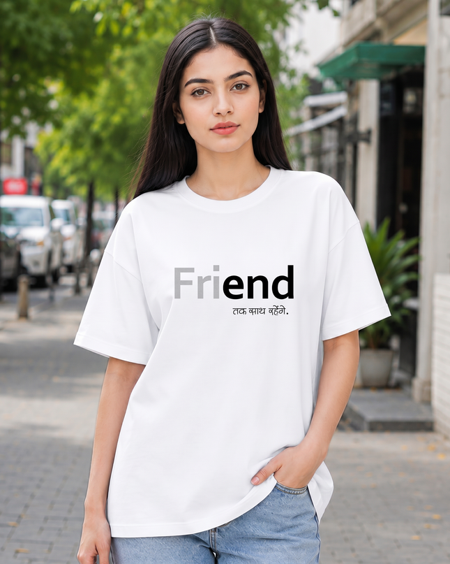 Friend Forever Print Oversized Women's Classic T-Shirt
