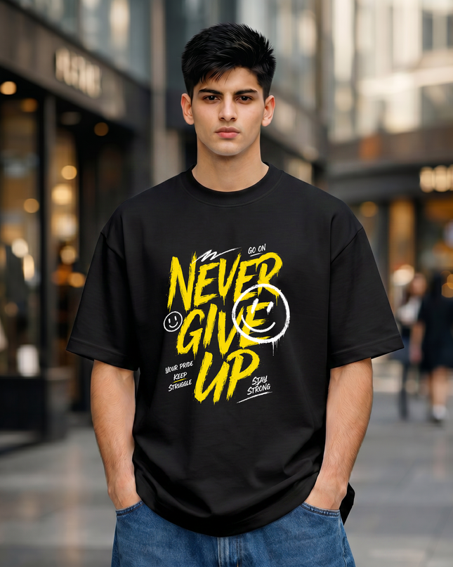 Never Give Up Unisex Oversized Classic T-Shirt