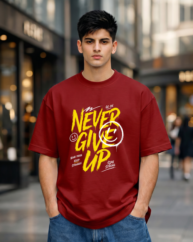 Never Give Up Unisex Oversized Classic T-Shirt