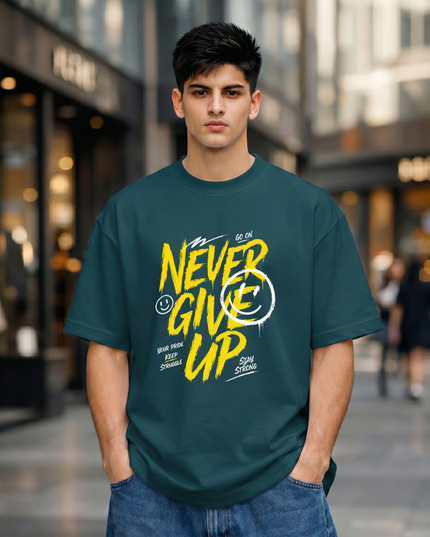 Never Give Up Unisex Oversized Classic T-Shirt