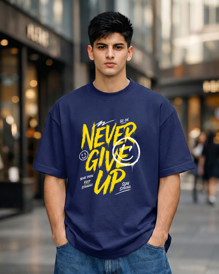 Never Give Up Unisex Oversized Classic T-Shirt