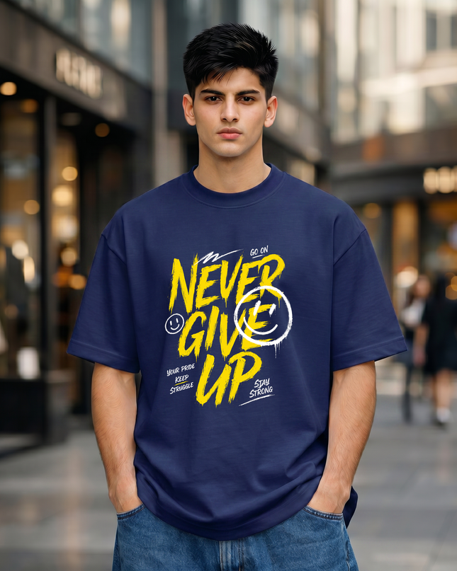 Never Give Up Unisex Oversized Classic T-Shirt