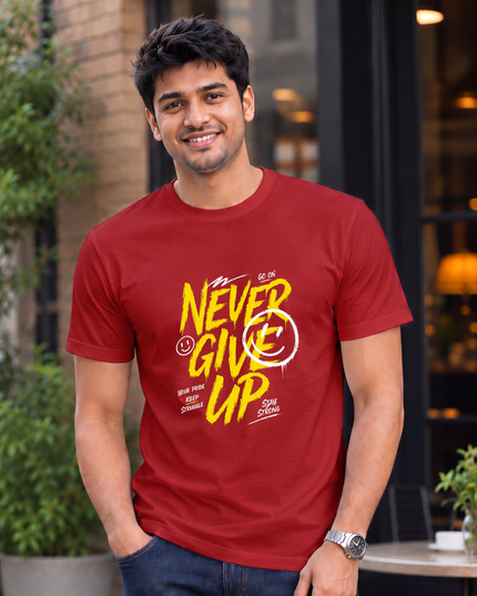 Never Give Up Men's Classic Crew T-Shirt