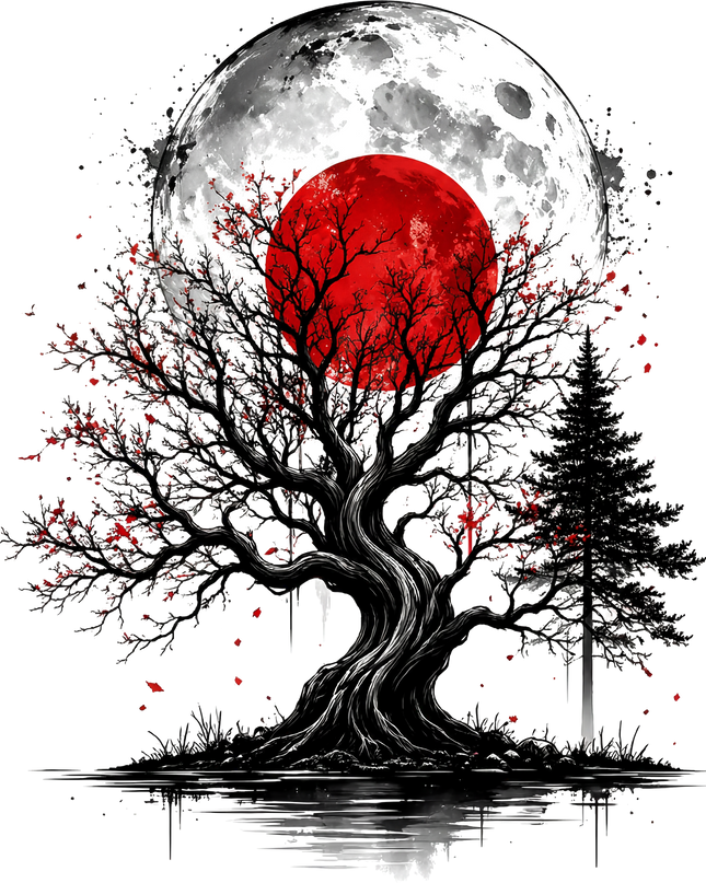 Moon Tree Graphic Unisex Oversized Classic T-Shirt