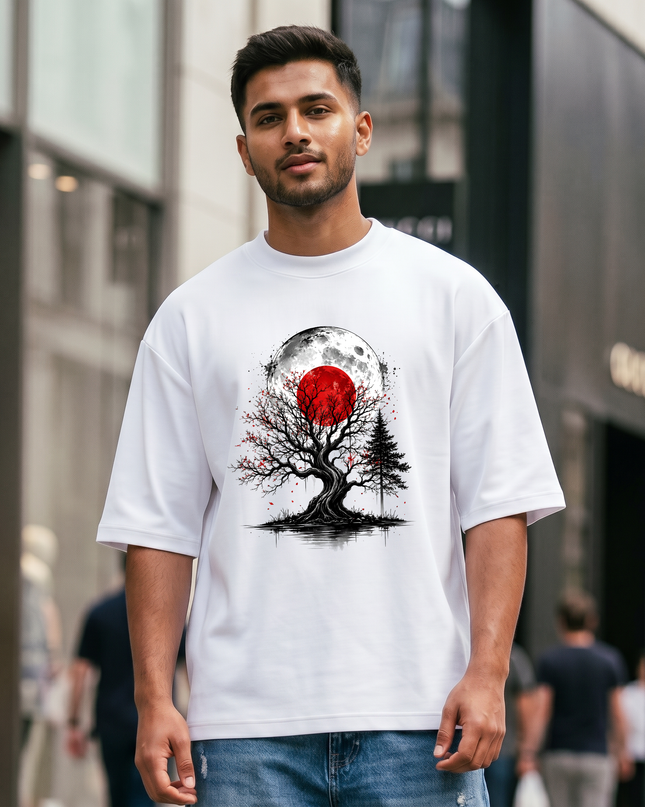 Moon Tree Graphic Unisex Oversized Classic T-Shirt