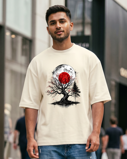 Moon Tree Graphic Unisex Oversized Classic T-Shirt