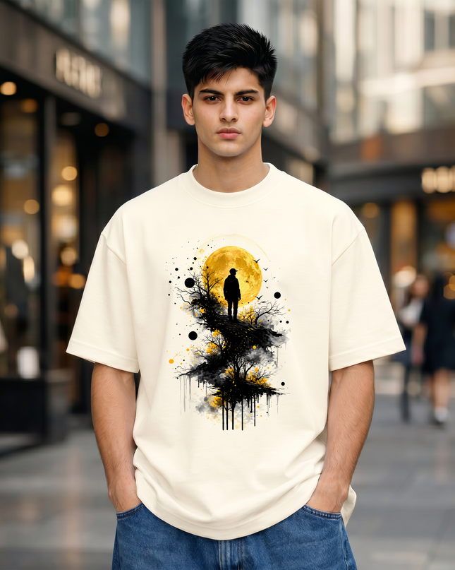 Silhouette Moon Graphic Unisex Oversized Classic T-Shirt