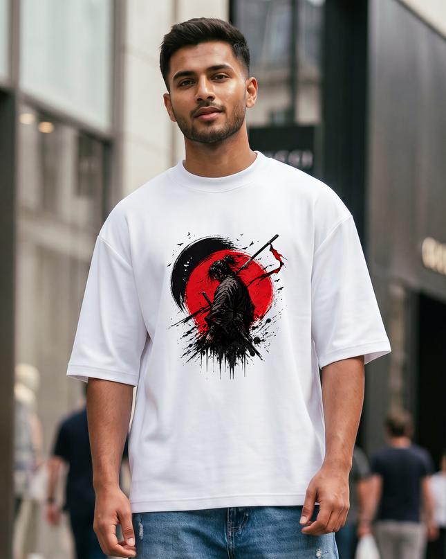Samurai Shadow Graphic Unisex Oversized Classic T-Shirt