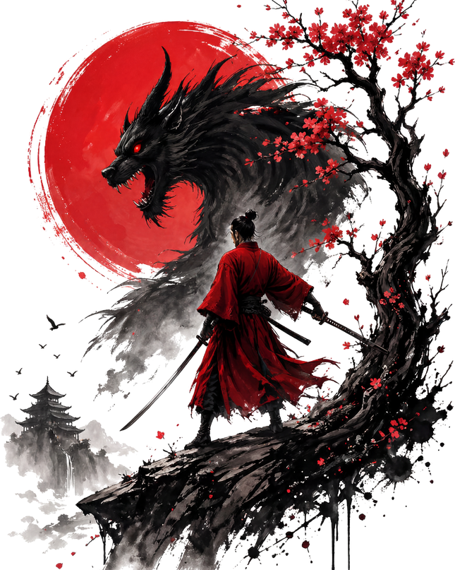 Samurai Wolf Graphic Unisex Oversized Classic T-Shirt
