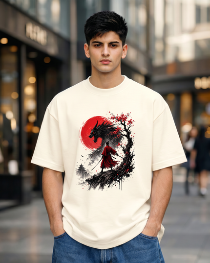 Samurai Wolf Graphic Unisex Oversized Classic T-Shirt