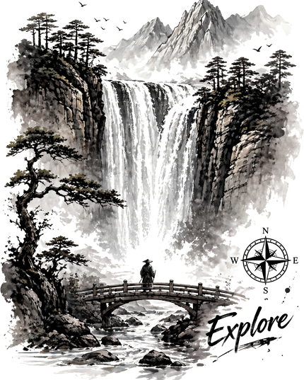 Explore Waterfall Landscape Unisex Oversized Classic T-Shirt