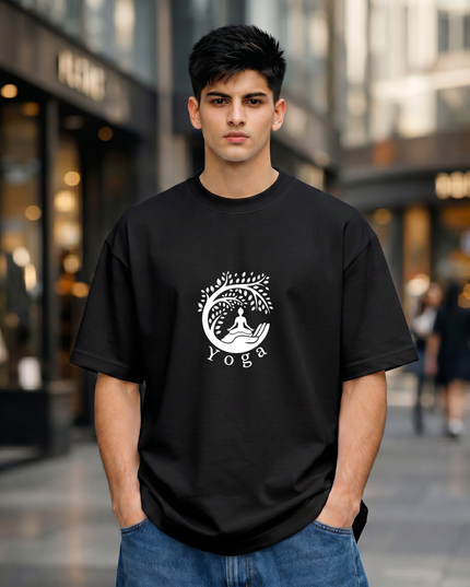 Yoga Tree Print Oversized Classic T-Shirt