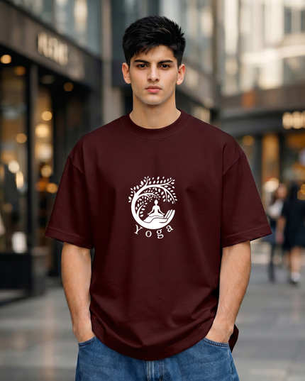 Yoga Tree Print Oversized Classic T-Shirt