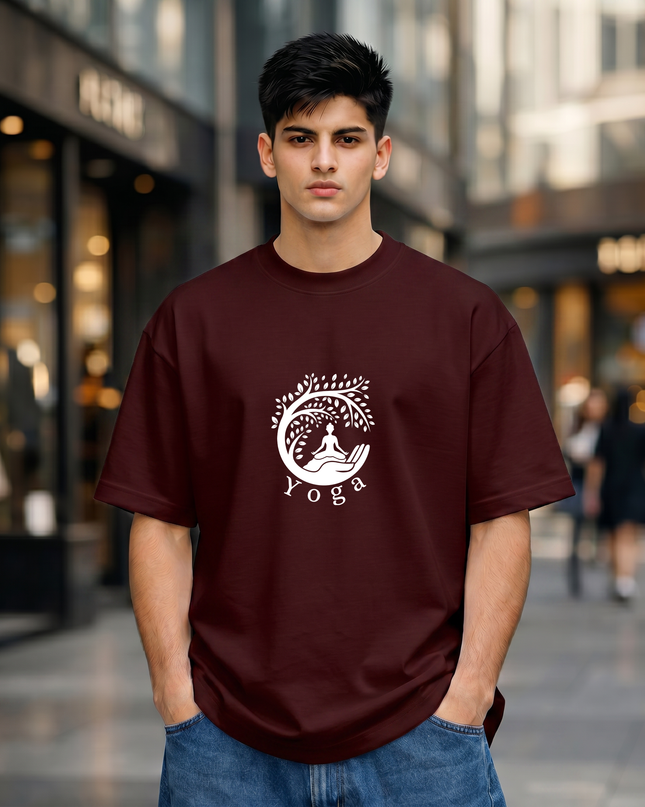 Yoga Tree Print Oversized Classic T-Shirt