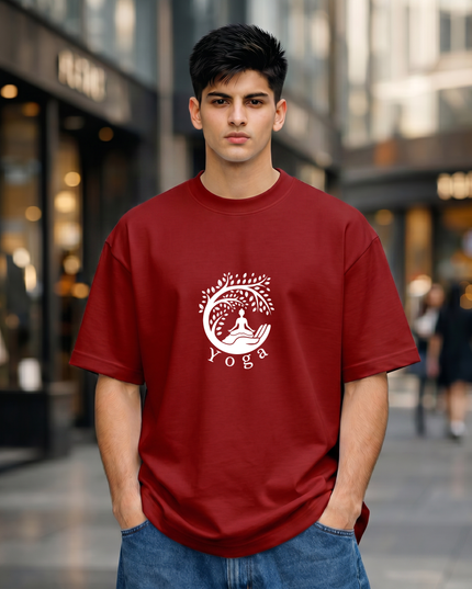 Yoga Tree Print Oversized Classic T-Shirt