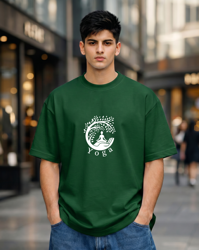 Yoga Tree Print Oversized Classic T-Shirt