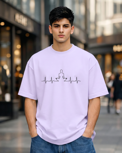 Meditation Heartbeat Graphic Oversized Classic T-Shirt