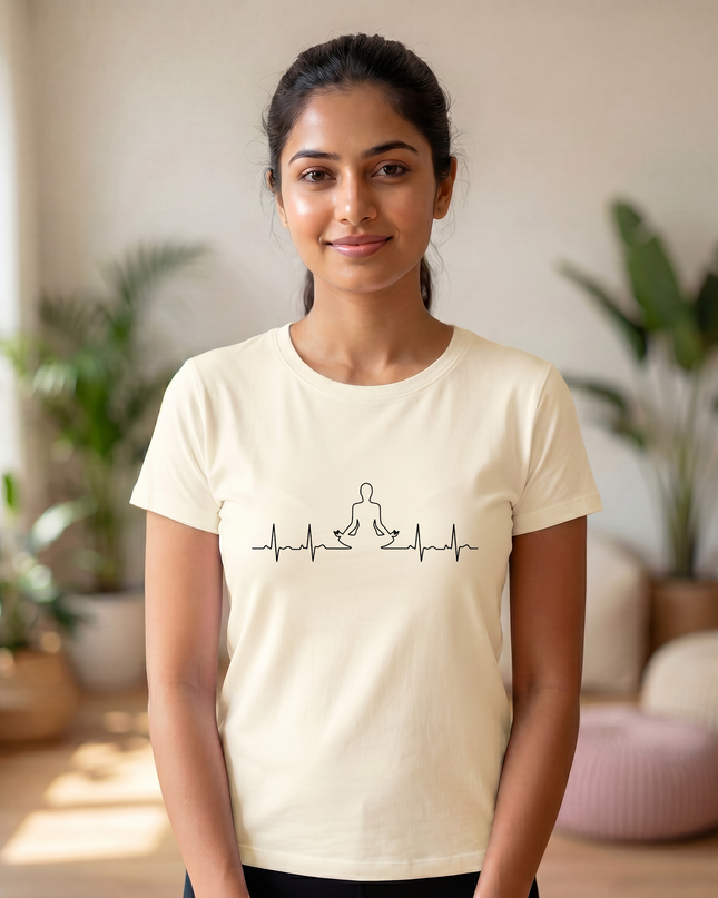 Meditation Heartbeat Pulse Stylish Unisex Classic Crew T-Shirt