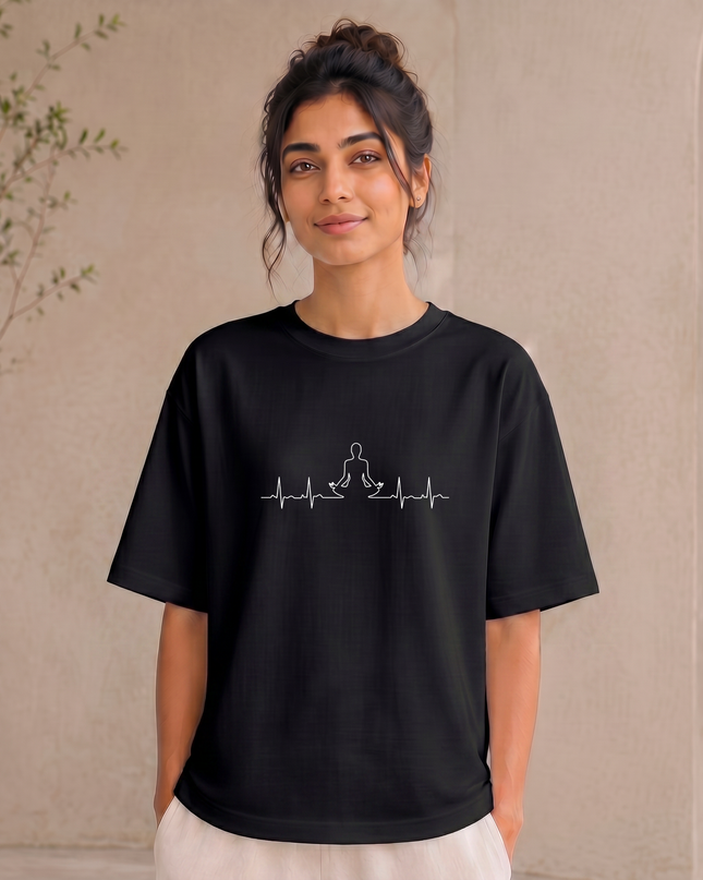 Meditation Heartbeat Pulse Stylish Oversized Classic T-Shirt