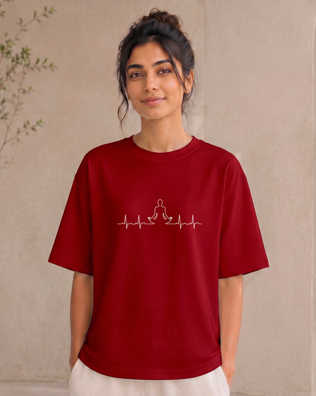 Meditation Heartbeat Pulse Stylish Oversized Classic T-Shirt