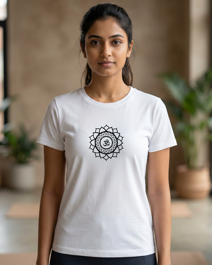Sacred Om Mandala Stylish Classic Crew T-Shirt