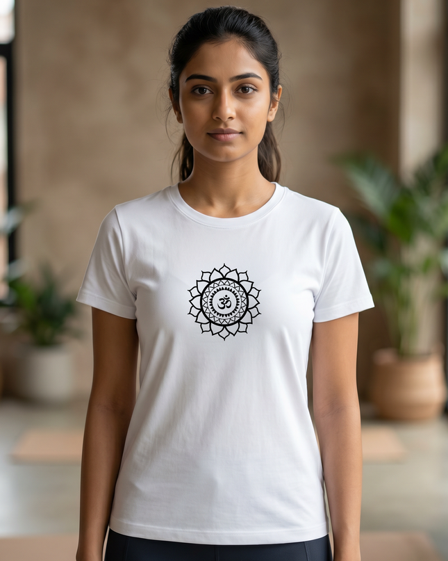 Sacred Om Mandala Stylish Classic Crew T-Shirt
