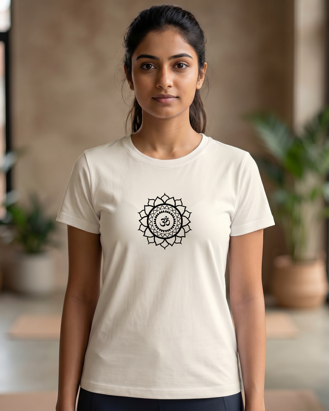 Sacred Om Mandala Stylish Classic Crew T-Shirt