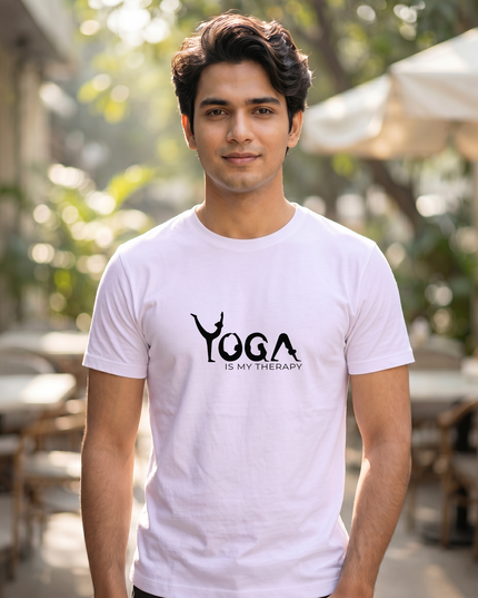 Yoga Is My Therapy Print Classic Crew T-Shirt