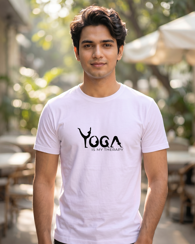 Yoga Is My Therapy Print Classic Crew T-Shirt