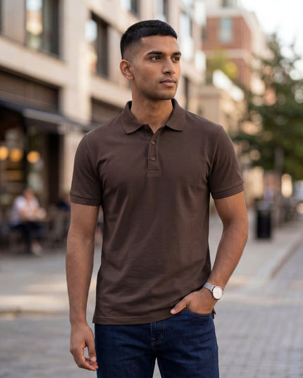 Classic Coffee Brown Men's Polo T-Shirt