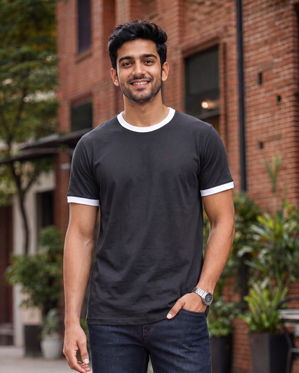 Ringer T-Shirt | 100% Cotton 180 GSM Retro Casual Tee