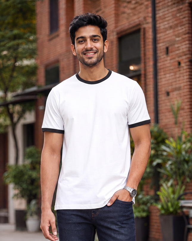 Unisex Ringer T-Shirt | 100% Cotton 180 GSM Retro Casual Tee