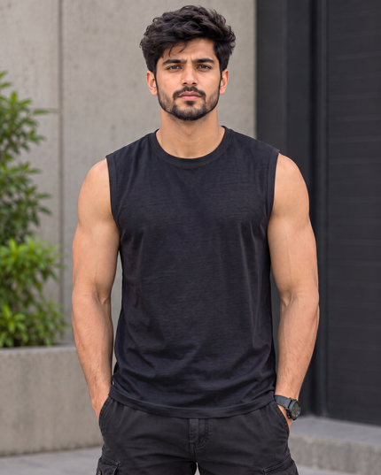 Classic Black Men's Sleeveless T-Shirt