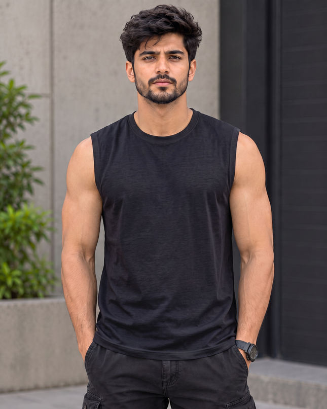 Classic Black Men's Sleeveless T-Shirt