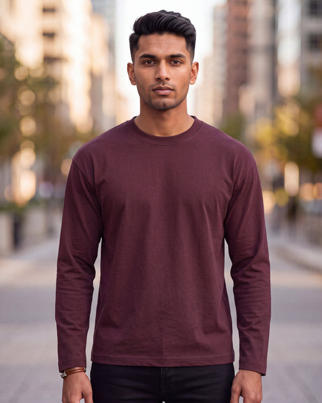Classic Maroon Men's Full Sleeve T-Shirt
